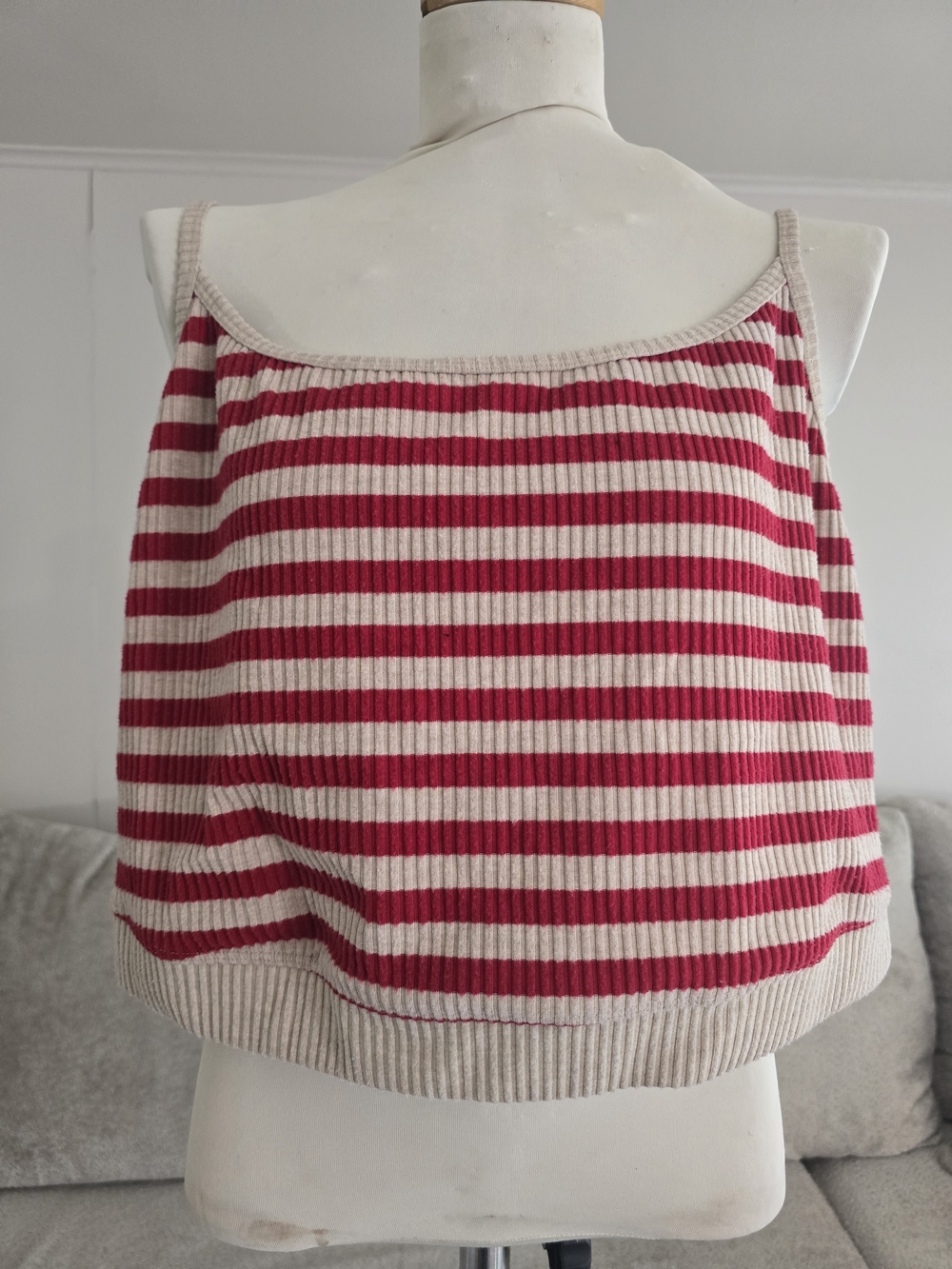 torrid Pink & Cream Striped Ribbed Crop Tank
